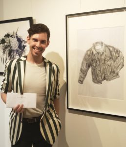 Benjamin Dutton with his award winning work "Denim Daze".