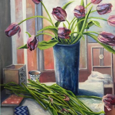 Studio Tulips by Jennifer Long
$550 Oil on Linen 48x64cms