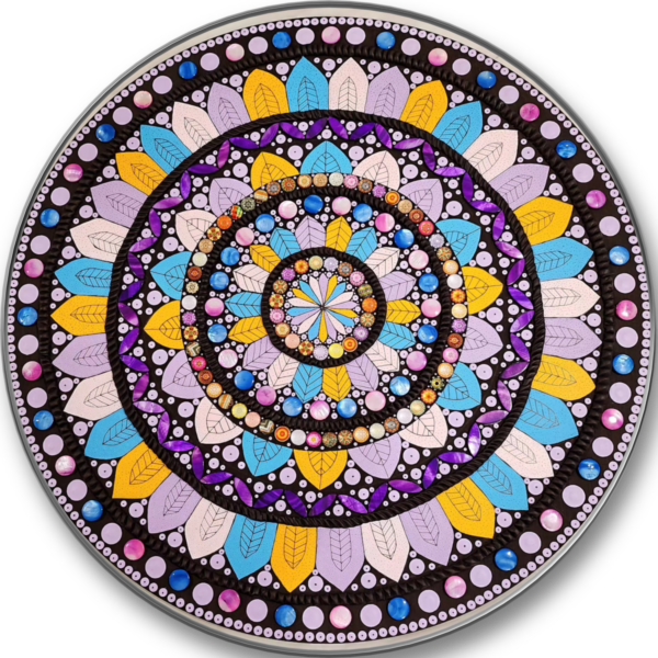Mandala Art (Acrylic+Musaic) on Round Wooden Base 58cm