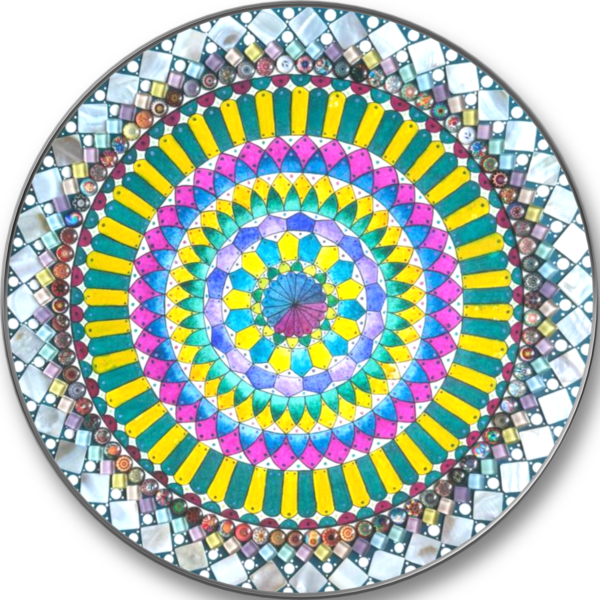 Mandala Art (Watercolor+Musaic) on Round Canvas 40cm